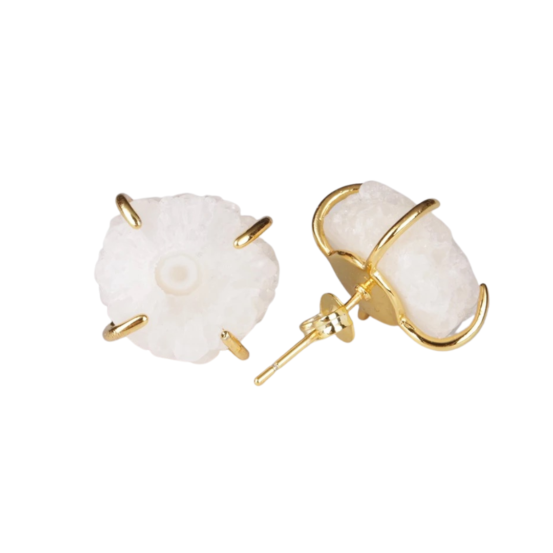 White stone quartz earring stud