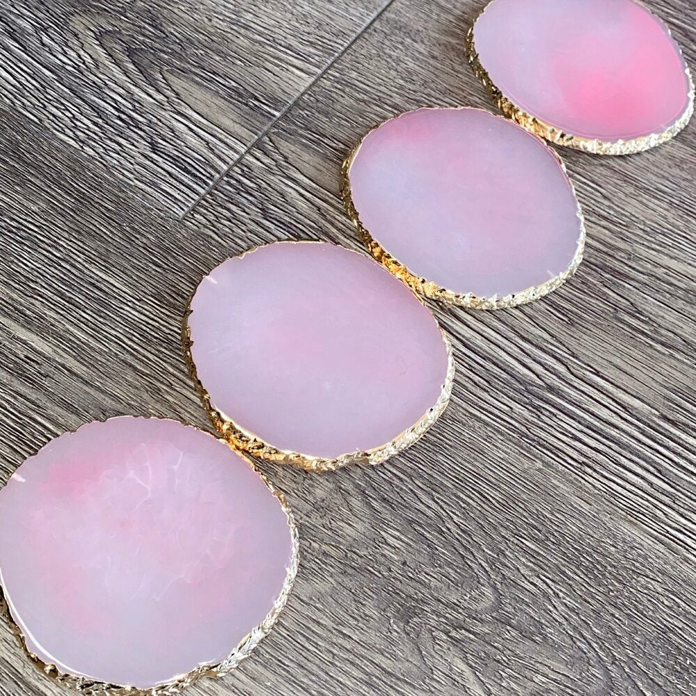 Baby pink marble coasters 4 set