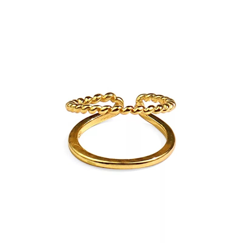 BAGUE FLAMME JUMELLE plaquée or 14 carats