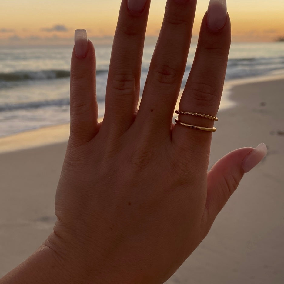 BAGUE FLAMME JUMELLE plaquée or 14 carats